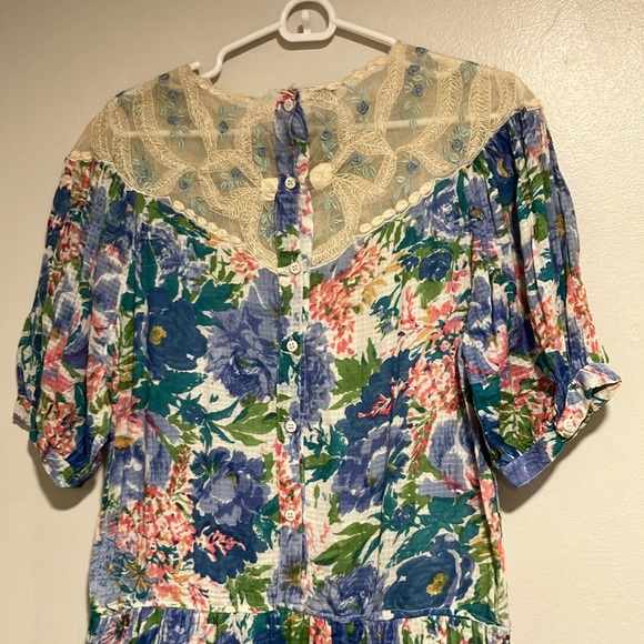 Vintage 1980s Puff Sleeve Lace Dress Size Medium Cottagecore Grandma Core Floral - Picture 10 of 10